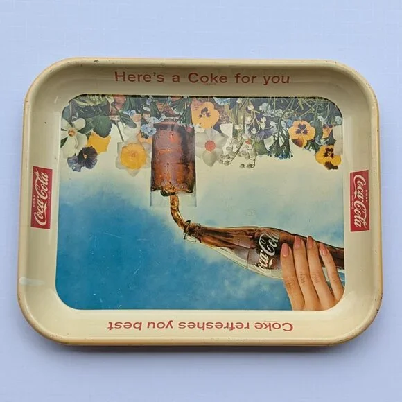 Vintage Coca Cola 1961 "Pansy Garden" Tray - Picture 4 of 16